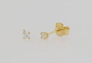 9ct yellow gold 2mm round cubic zirconia studs.