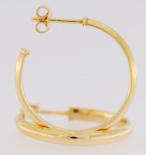 9ct yellow gold 3mm x 21mm half round hoops.