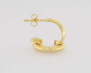 9ct yellow gold 3mm x 9mm half round hoops.