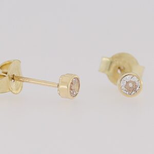 9ct yellow gold 3mm round cubic zirconia tube set studs.