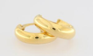 9ct yellow gold 4mm x 9mm half round creole hoops.