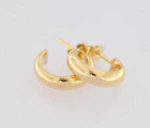 9ct yellow gold 4mm x 9mm half round hoops.