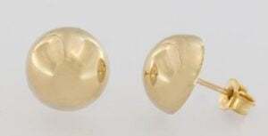 9ct yellow gold 10mm half ball studs.