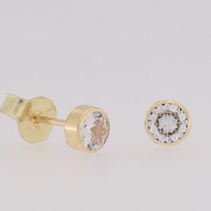 9ct yellow gold 4mm round cubic zirconia tube set studs.