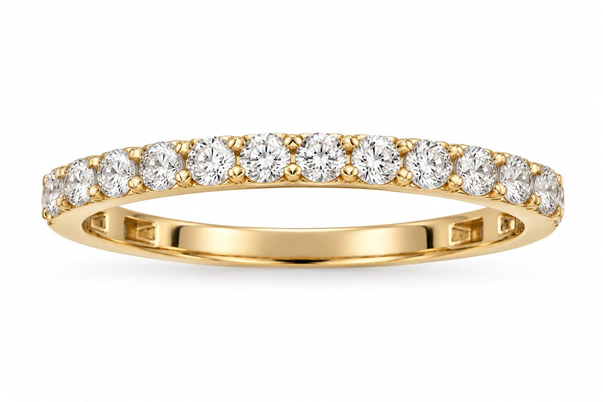 9ct yellow gold lab grown diamond eternity band.