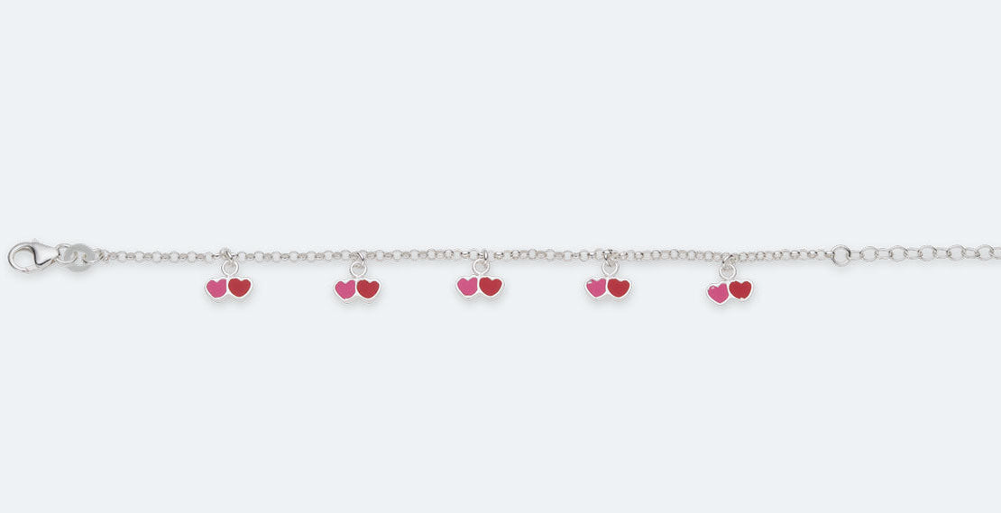 Baby bracelet with double heart charms