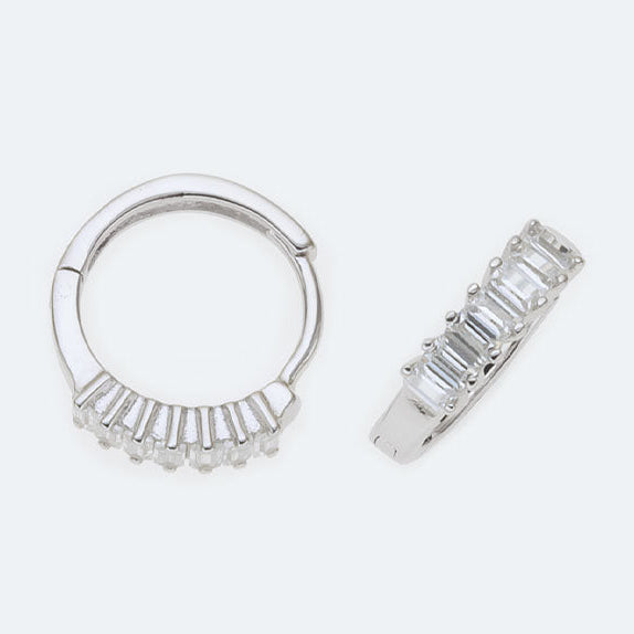 Silver cubic zirconia huggies.