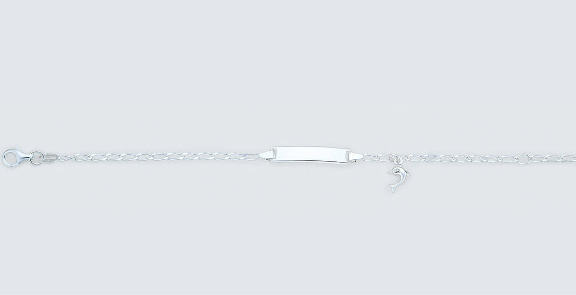 Silver long curb ID bracelet