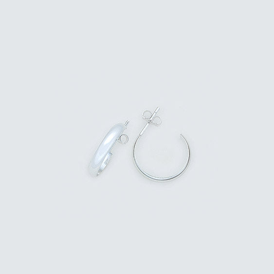 Silver half round 3mm x 17mm hoops