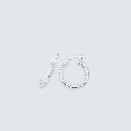 Silver 2mm x 10mm round plain hoops.
