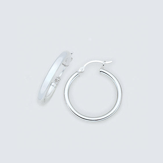 Silver 3mm x20mm round plain hoop.