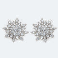 Silver cubic zirconia flower cluster studs