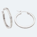 Silver 2mm x 20mm cubic zirconia hoops