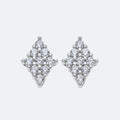 Silver diamond shape cubic zirconia cluster stud