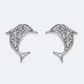 Silver dolphin studs with cubic zirconia's