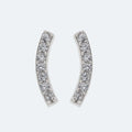 Silver crescent moon shaped studs with cubic zirconia's