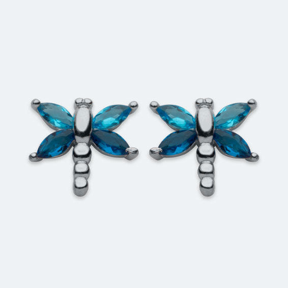 Silver dragonfly studs.