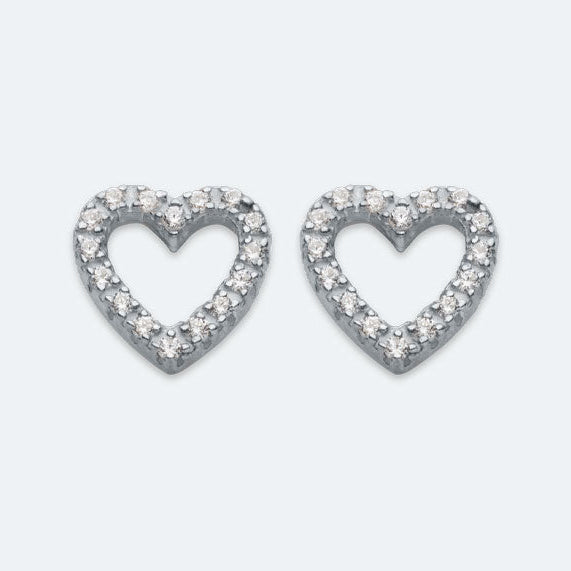 Silver cut out heart studs.