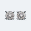 Silver round cluster studs.