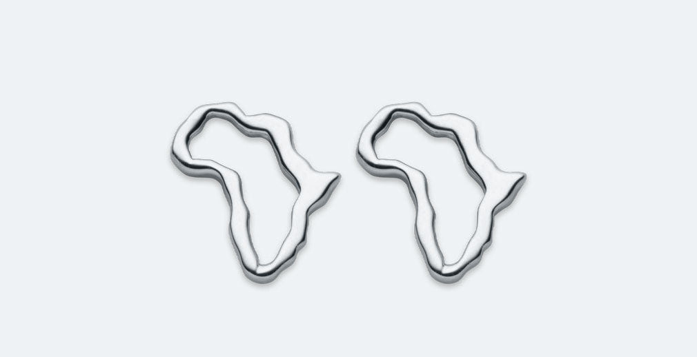 Silver cut out Africa studs