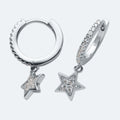 Silver cubic zirconia huggies with stars