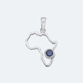 Silver cut out Map of Africa with round tanzanite colour cubic zirconia