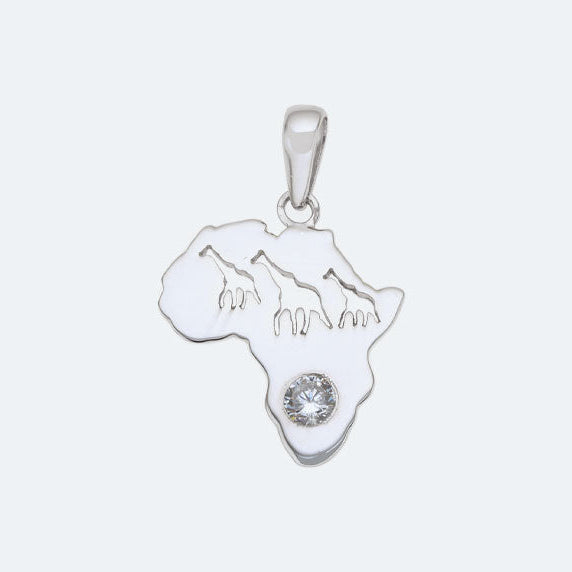 Silver Map of Africa with cut out giraffe and cubic