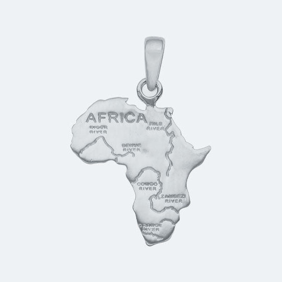 Silver Map of Africa with rivers