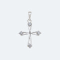 Silver flared end cross pendant with cubic zirconia's