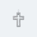Silver cross pendant on a light gray background