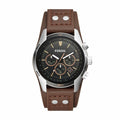 Fossil Men's Coachman Silver/Steel Round Leather Watch