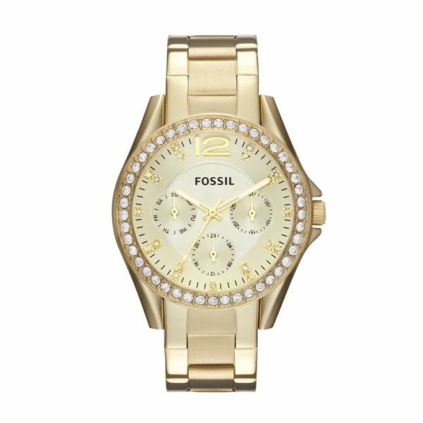 Ladies Gold Plated Riley Fossil Watch
