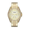 Ladies Gold Plated Riley Fossil Watch