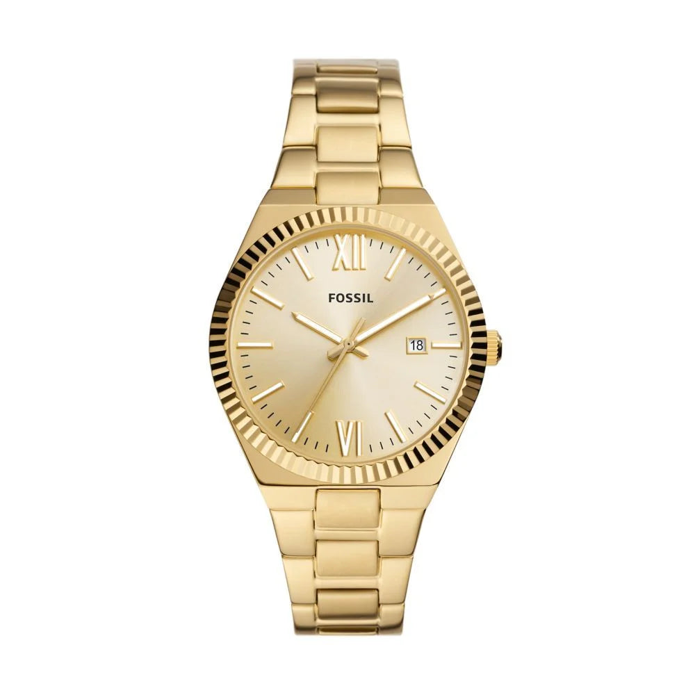 Fossil Women's Scarlette Three-Hand Date, Gold-Tone Stainless Steel Watch