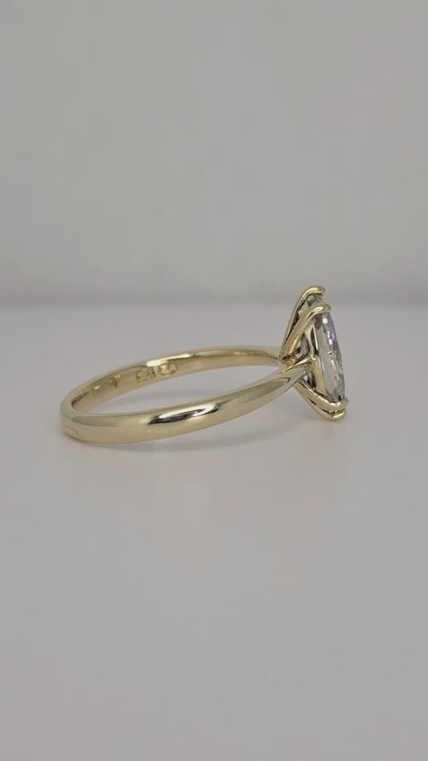 9ct yellow gold ring with marquise shaped laboratory grown diamond